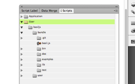 Picture of basil.js with open bundle folders in Script panel